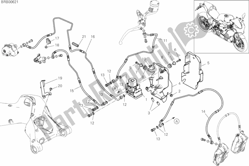 Tutte le parti per il Impianto Frenante Abs del Ducati Superbike Panigale V4 S USA 1100 2019